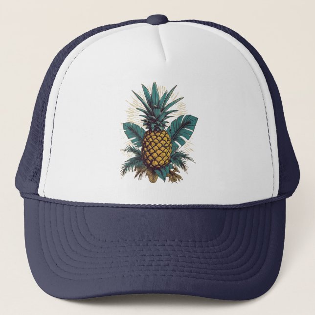 Modern Vintage Pineapple löv sommar Vacation Keps (Framsida)