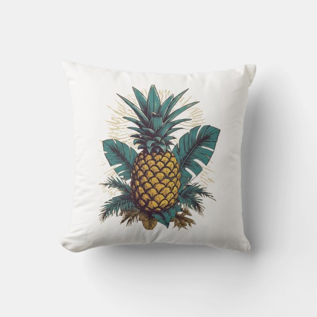 Modern Vintage Pineapple löv sommar Vacation Kudde (Framsida)