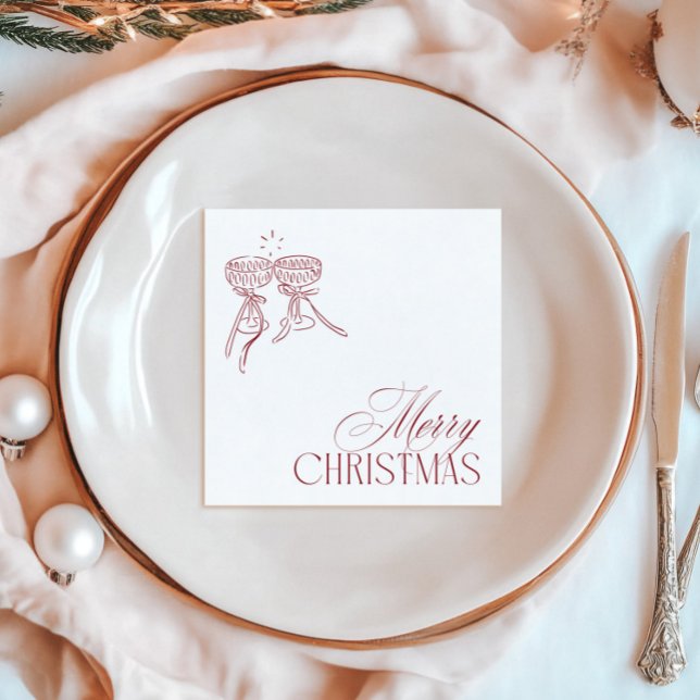 Modern Vintage Red Christmas Party Pappersservett (Modern Vintage Red Christmas Party Napkins)