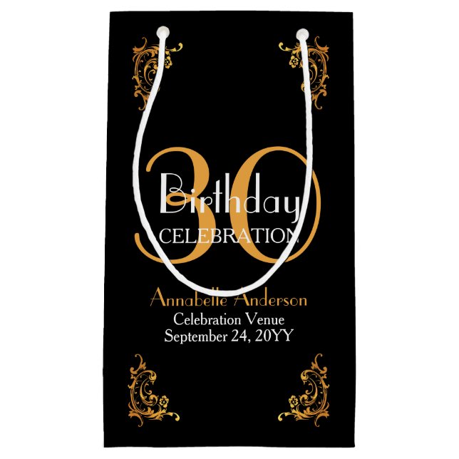 Modern Vintage Retro Black Guld 30års födelsedag (Framsidan)