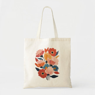Modern Vintage Retro Blommigt Bouquet Tote Bag Tygkasse