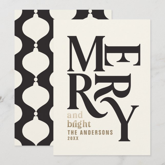 Modern vintage retro Chritsmas black guld Meddelande (Fram/baksida)