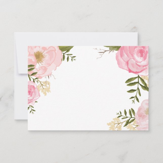 Modern Vintage Rosa Blommig Bröllopskort utan Text (Framsida)