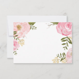 Modern Vintage Rosa Blommig Bröllopskort utan Text