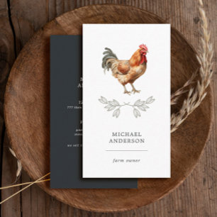 Modern Vintage Simple Chicken Eggs Farmer Black Visitkort