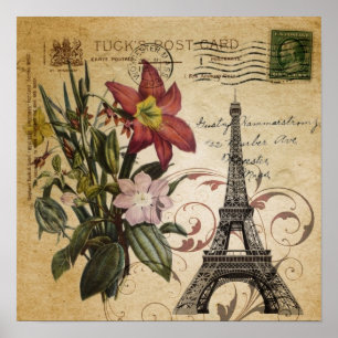 modern vintage skrivar det liljaParis Eiffel torn Poster
