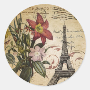 modern vintage skrivar det liljaParis Eiffel torn Runt Klistermärke