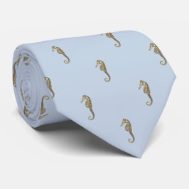 Modern Vintage Small Beige Seahorse Soft Blue Slips