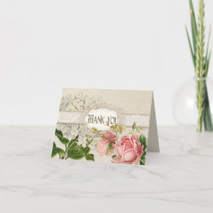 Modern Vintage Spets Te-stänkt Hydrangea & Rosor Tack Kort