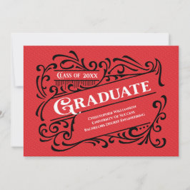Modern Vintage Studenten Photo College Red Inbjudningar