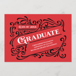Modern Vintage Studenten Photo College Red Inbjudningar