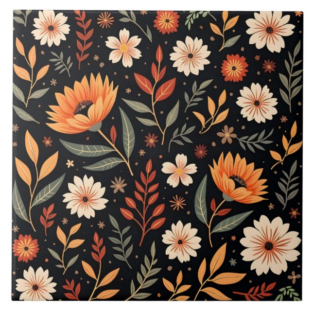 Modern Vintage - vacker Blommigt-samling Kakelplatta (Framsidan)