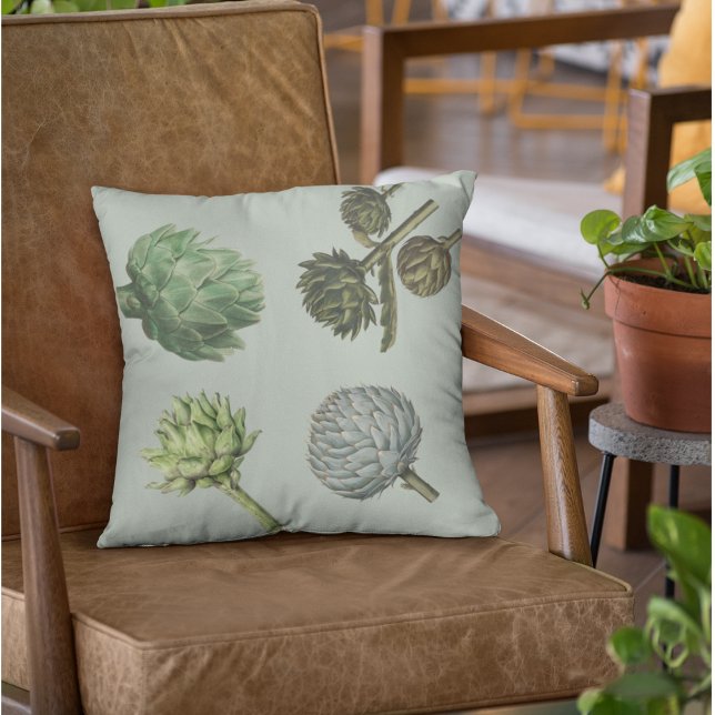 Modern Vintage Vegetable Artichoke cushion Kudde (Front of Artichoke Cushion)