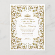 Modern Vintage White Guld Ram Tiara Quinceanera
