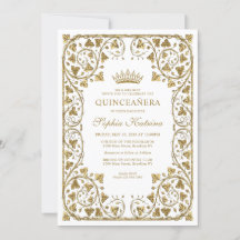 Modern Vintage White Guld Ram Tiara Quinceanera