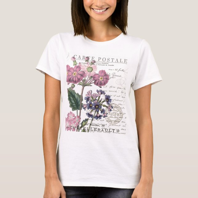 modern vintagefranskblommigt tee shirt (Framsida)