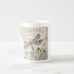 modern vintagefranskslända benporslin mugg
