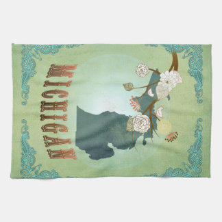 Modern vintageMichigankarta - vis mangrönt Kökshandduk