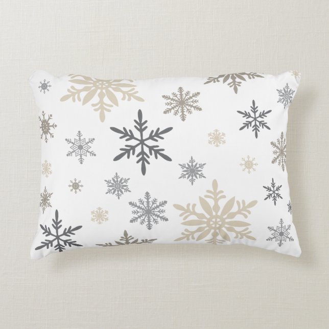 Modern vintagevintersnöflingor prydnadskudde (Framsidan)
