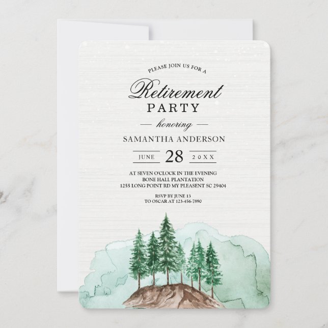 Modern Vinter Akvarell Skog Grön Natur Inbjudan (Framsida)
