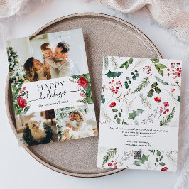 Modern Vinter Botanisk Anpassad Meddelande Foto