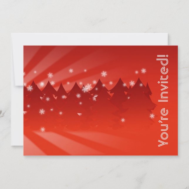Modern vinter Evergreen jul Decoration Party Inbjudningar (Framsida)