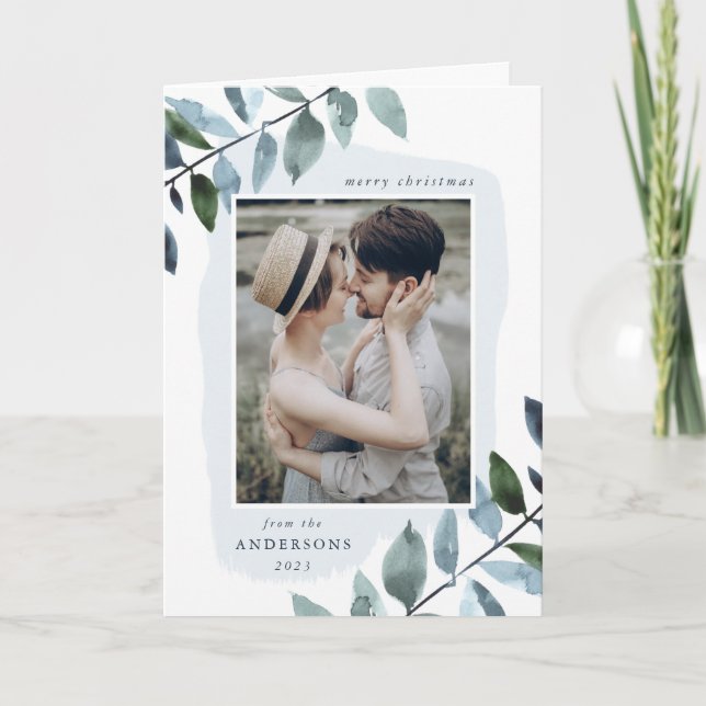 Modern vinter Foliage Photo Helgkort (Framsida)