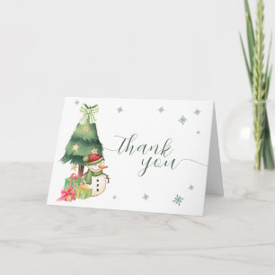 Modern vinter snömannen baby shower tack kort