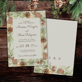 Modern vinter tall beige elegant bröllop inbjudningar
