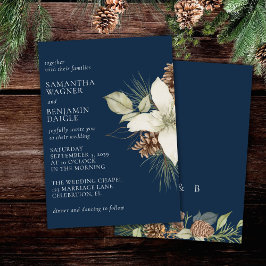 Modern vinter tall Navy Blue Elegant Bröllop Inbjudningar