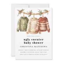 Modern Vinter - Ugly Sweater Baby Shower-inbjudan