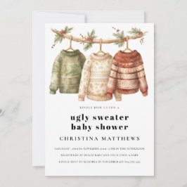 Modern Vinter - Ugly Sweater Baby Shower-inbjudan Tack Kort