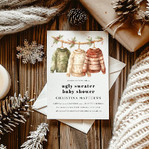 Modern Vinter - Ugly Sweater Baby Shower-inbjudan