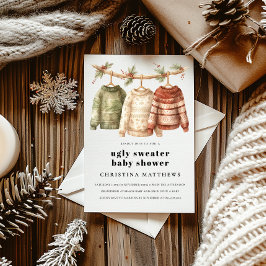 Modern Vinter - Ugly Sweater Baby Shower-inbjudan Tack Kort
