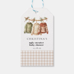 Modern vinter Ugly Sweater Baby Shower Presentetikett