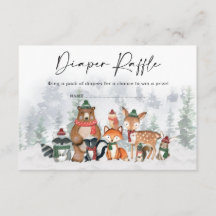 Modern vinter Woodland Animals Diaper Raffle