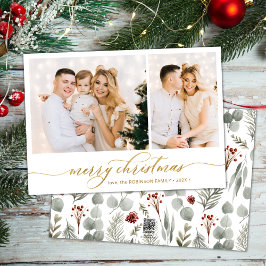 Modern vinterbotanik 2 Photo Collage jul Julkort