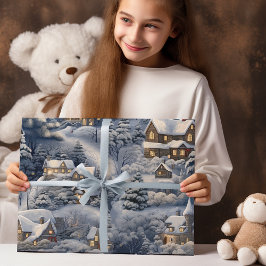 Modern vinterby, vit jul presentpapper