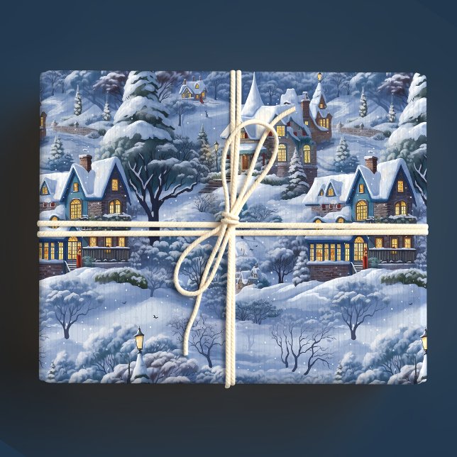 Modern vinterby, vit jul presentpapper (Skapare uppladdad)