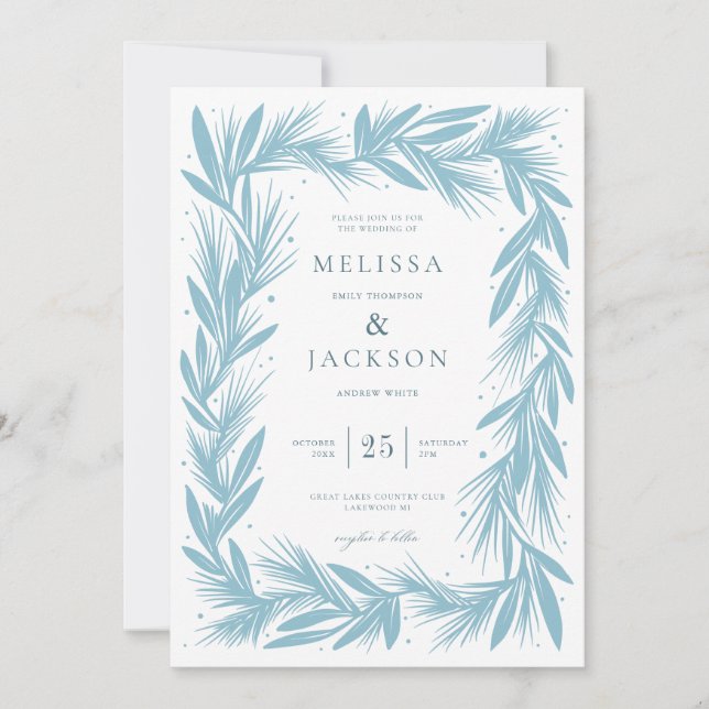 Modern vinterkrans Ram Bröllop Inbjudningar (Framsida)