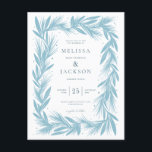 Modern vinterkrans Ram Bröllop Vykort<br><div class="desc">Vinterblått för den moderna vinterkrandean Ram Bröllop</div>