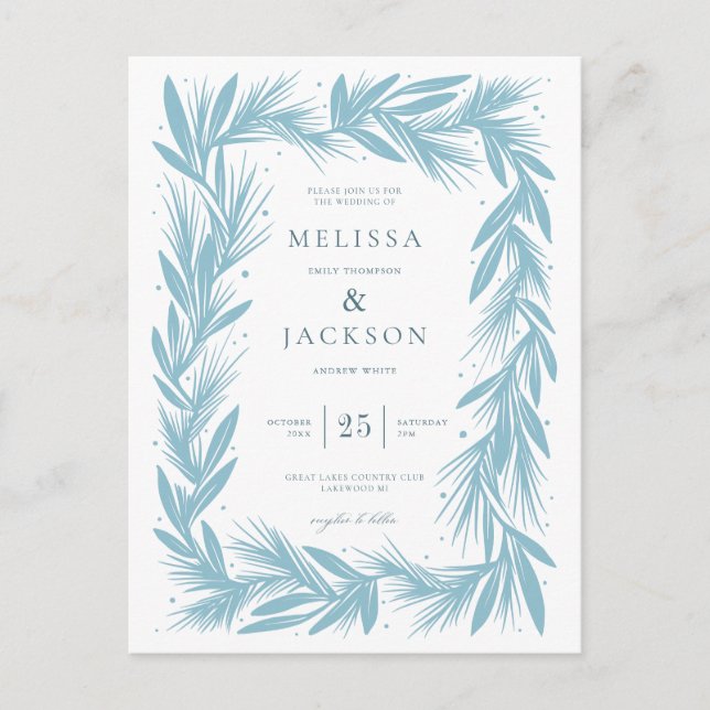 Modern vinterkrans Ram Bröllop Vykort (Framsida)