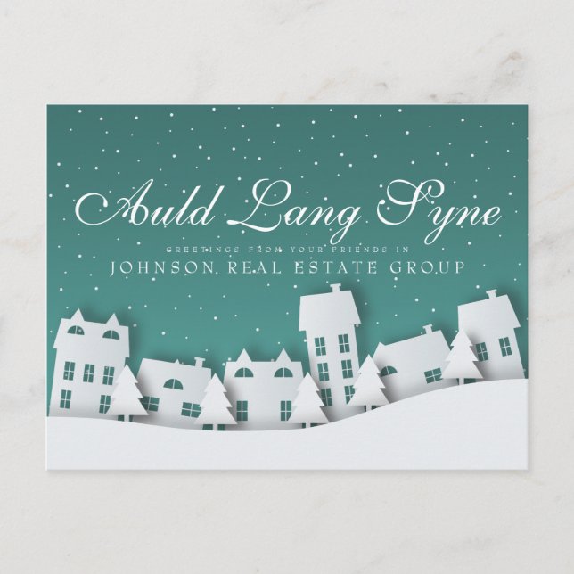 Modern vinterscen | Hälsning för nyår Vykort (Framsida)