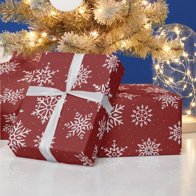 Modern vintersnöflingor, Mörk Julrött Helgdag Presentpapper (Helgdagar)