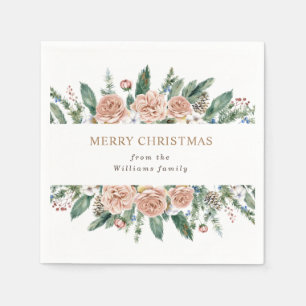 modern vintertid blommigt god jul papprare pappersservett