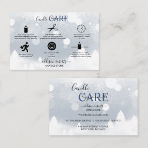Modern vintervite och Silver Snö Candle Care Visitkort