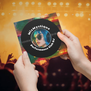 Modern Vinyl Record DJ Photo Fyrkantigt Visitkort
