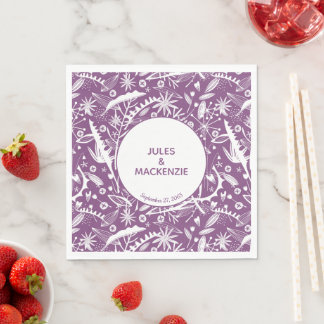 Modern Violet Graphic Blommigt Botanical Pappersservett