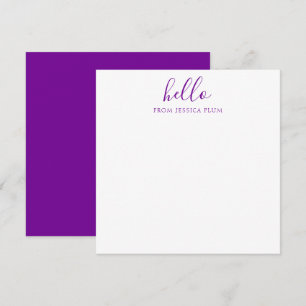 Modern Violet Lila Hej Correspondence Anteckningskort
