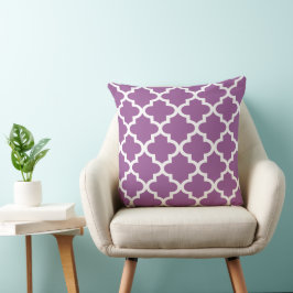 Modern Violet Moroccan Quatrefoil Mönster Kudde